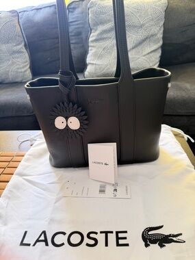 Lacoste Black Small City Court Grain Leather